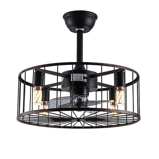 Retro Industrial Bladeless Ceiling Fan with Remote and E27 Light Holders