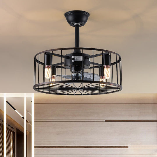 Retro Industrial Bladeless Ceiling Fan with Remote and E27 Light Holders