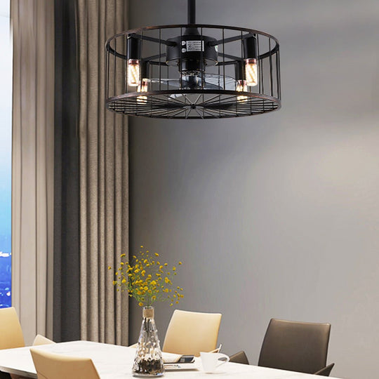 Retro Industrial Bladeless Ceiling Fan with Remote and E27 Light Holders