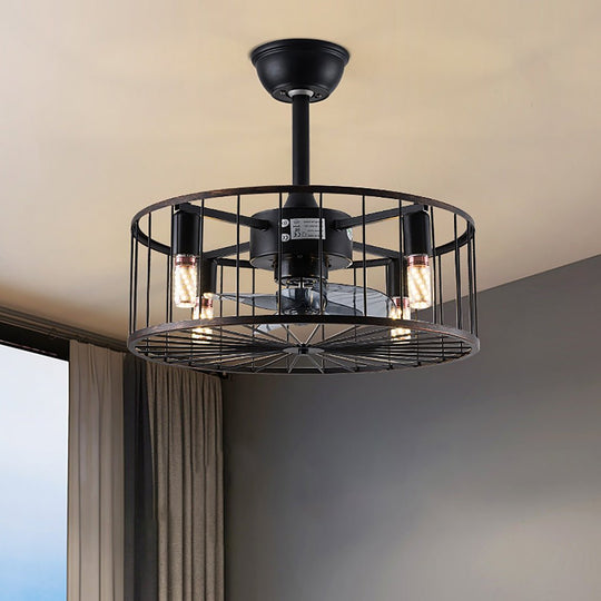 Retro Industrial Bladeless Ceiling Fan with Remote and E27 Light Holders
