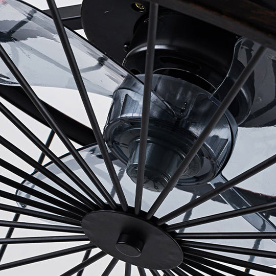 Retro Industrial Bladeless Ceiling Fan with Remote and E27 Light Holders