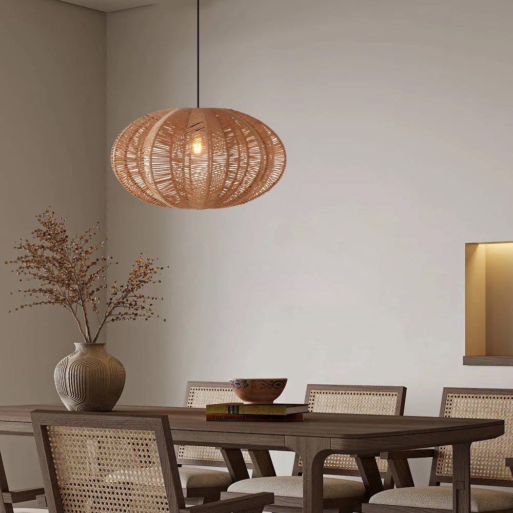 Retro Lantern Hemp Ropes Hardware Japanese Wabi Sabi Style Chandelier