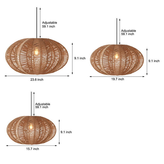 Retro Lantern Hemp Ropes Hardware Japanese Wabi Sabi Style Chandelier