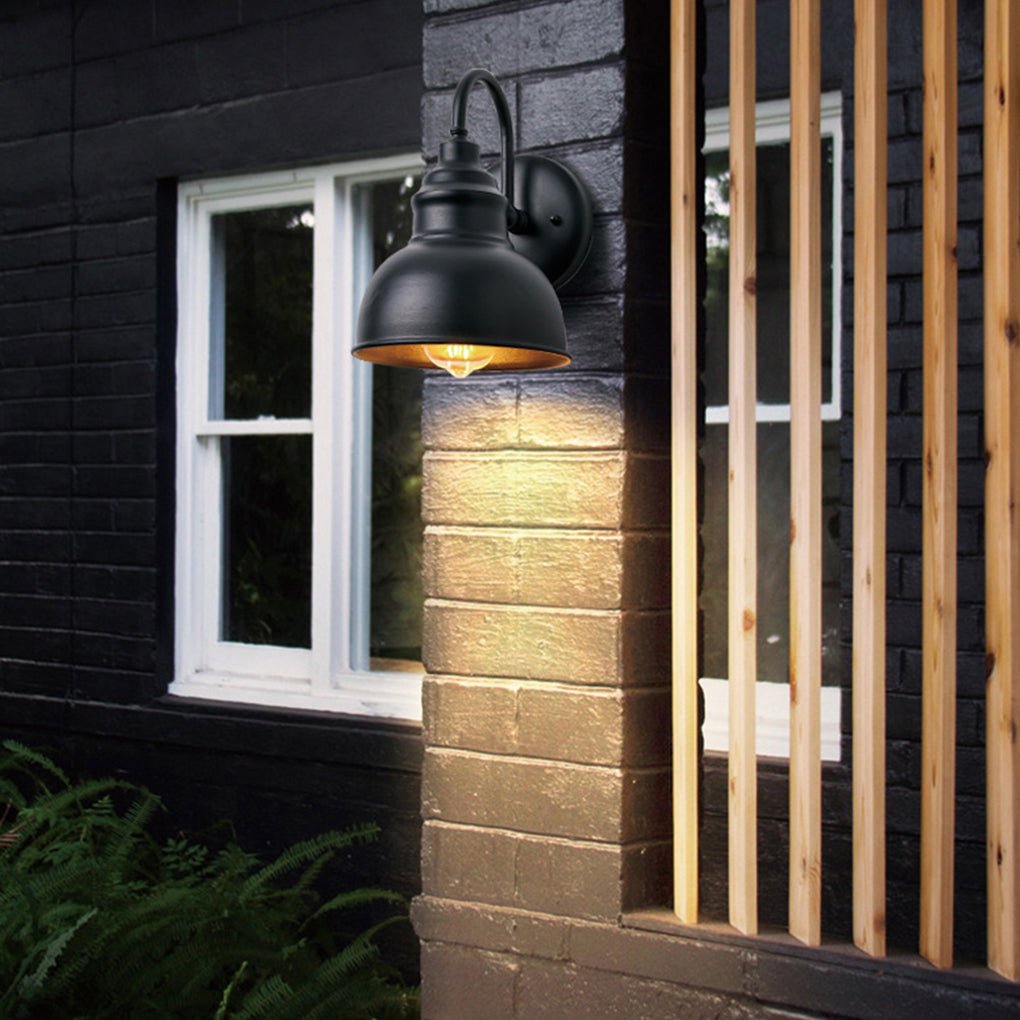 Retro Black LED Outdoor Wall Sconce with Light Sensor