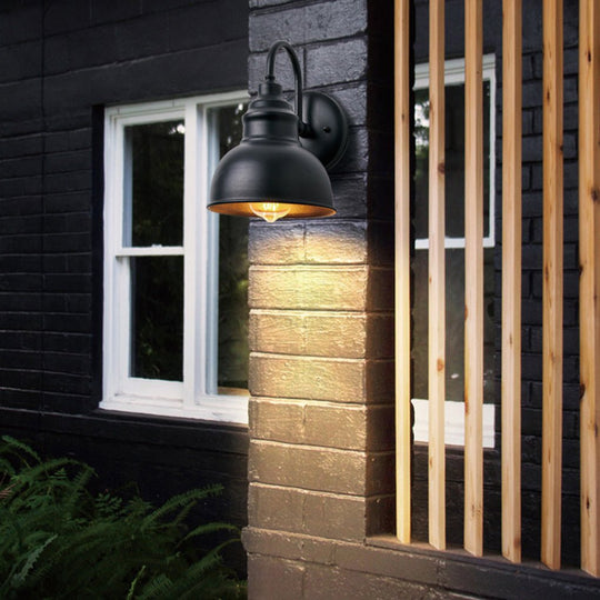 Retro Black LED Outdoor Wall Sconce with Light Sensor