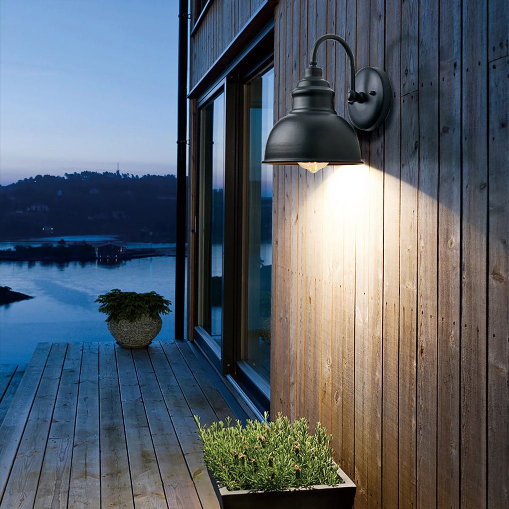 Retro Black LED Outdoor Wall Sconce with Light Sensor