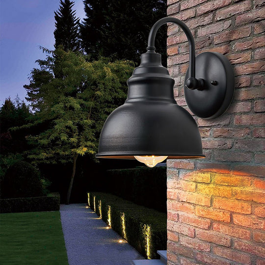 Retro Black LED Outdoor Wall Sconce with Light Sensor