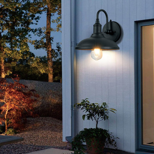 Retro Black Induction LED Outdoor Wall Sconce
