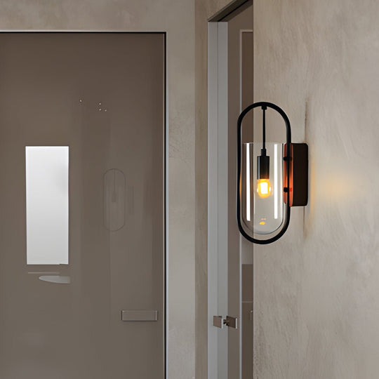 Retro Wood Base Iron Glass Shade LED 3-Step Dimming Nordic Wall Light