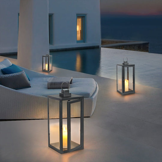 Glass Candle Holder Portable LED Outdoor Floor Light