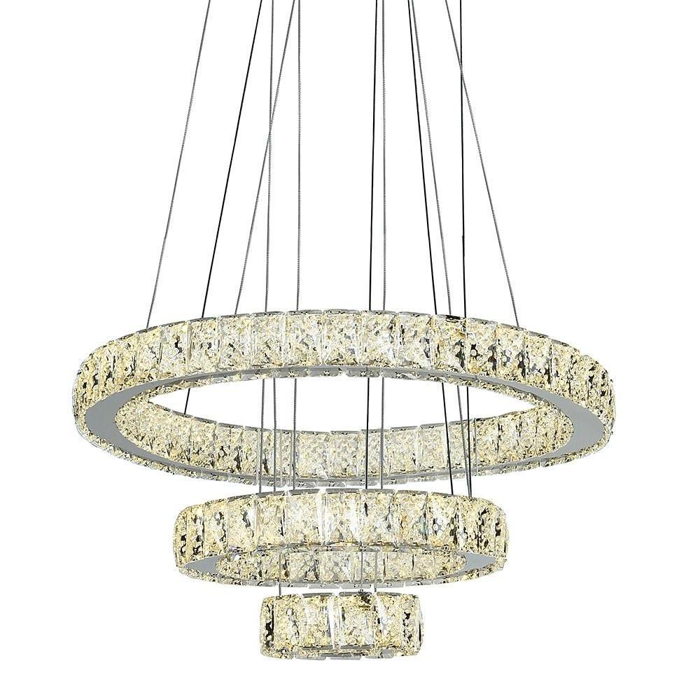 Modern 3-Tier Circles Suspended Crystal LED Chandelier