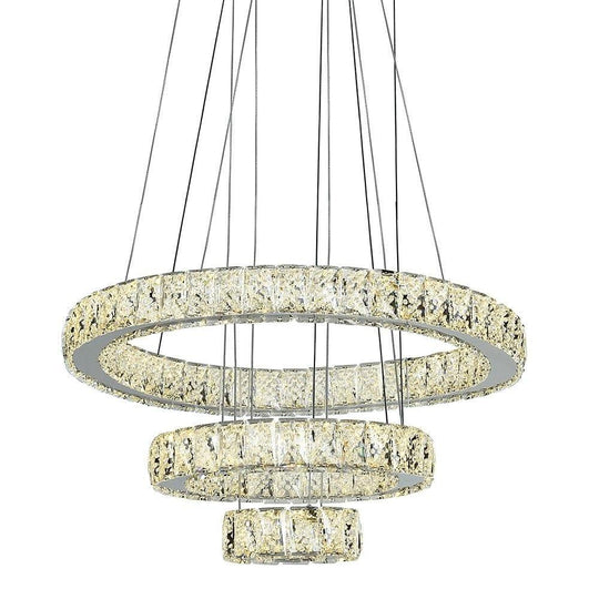 Modern 3-Tier Circles Suspended Crystal LED Chandelier