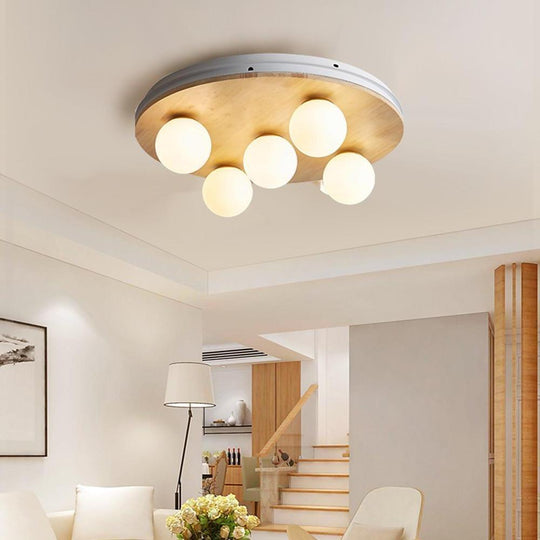 Nordic 5-Light Round Plane Bubble LED Flush Mount Ceiling Light