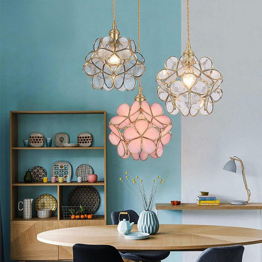 Ornate Copper Glass Pendant Light Traditional Classic Pendant Lighting
