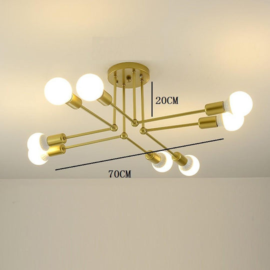 8-Light Modern Linear Gold Flush Mount LED Ceiling Light