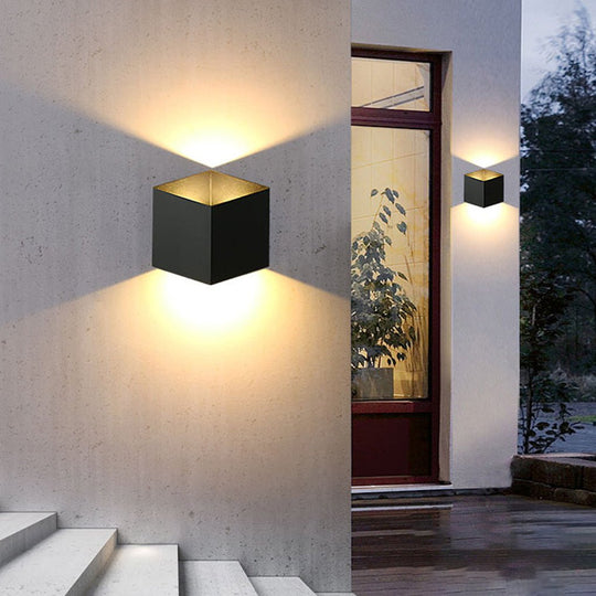 Square Modern Up and Down Outdoor LED Wall Light