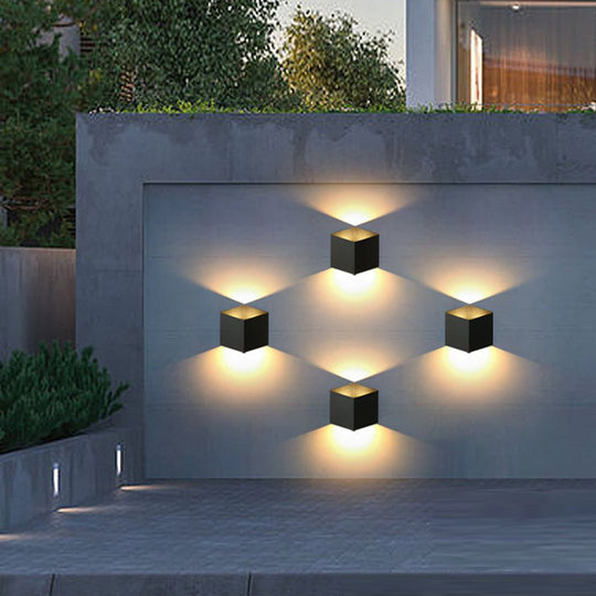 Square Modern Up and Down Outdoor LED Wall Light