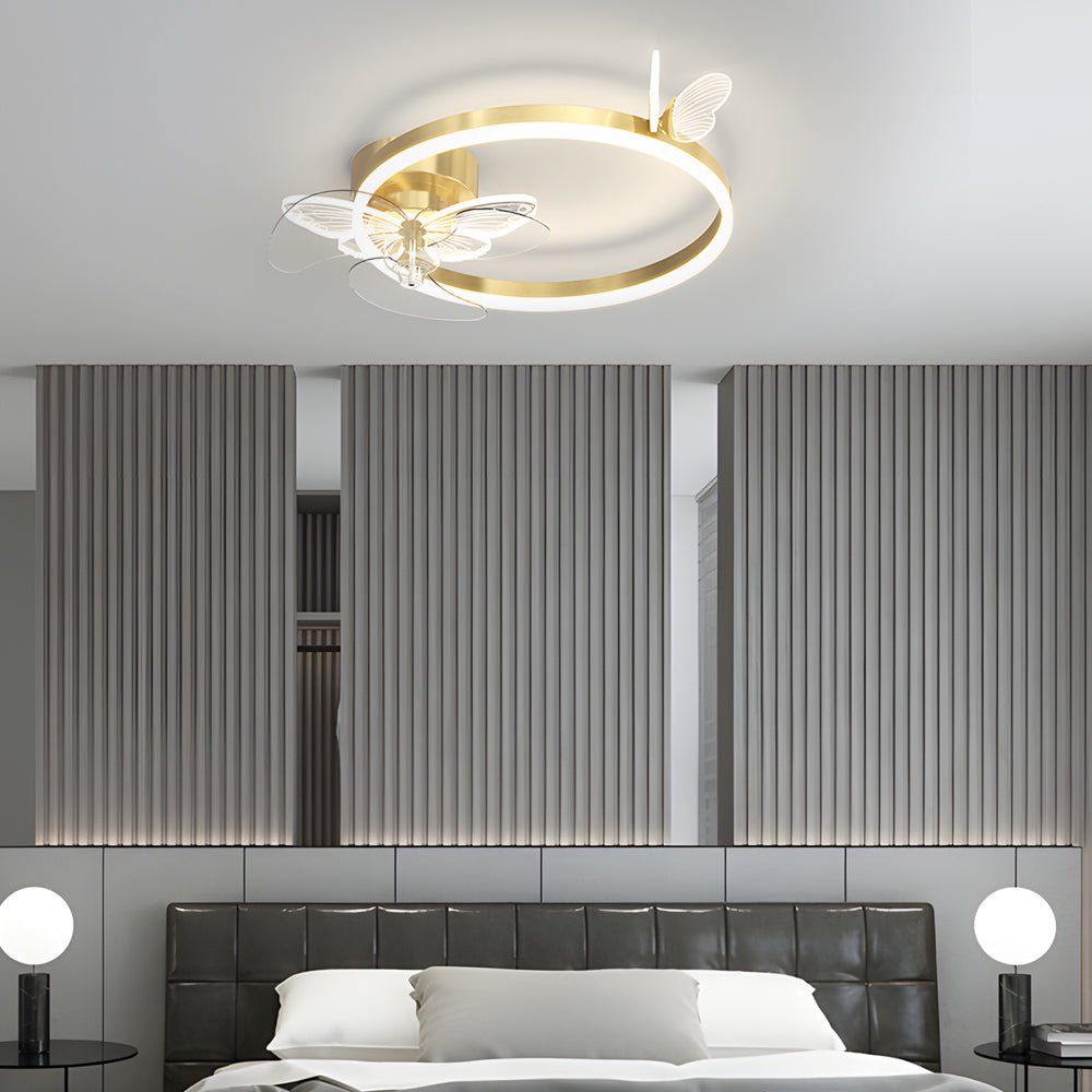 Ring Acrylic Butterflies 3-Step Dimming Modern Ceiling Fan Light