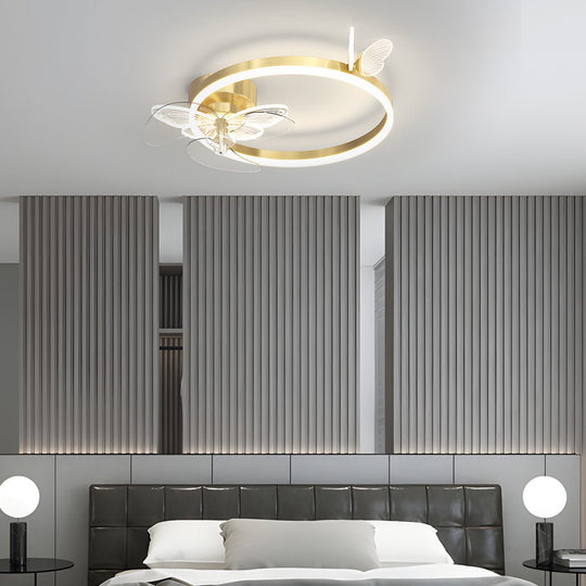 Ring Acrylic Butterflies 3-Step Dimming Modern Ceiling Fan Light