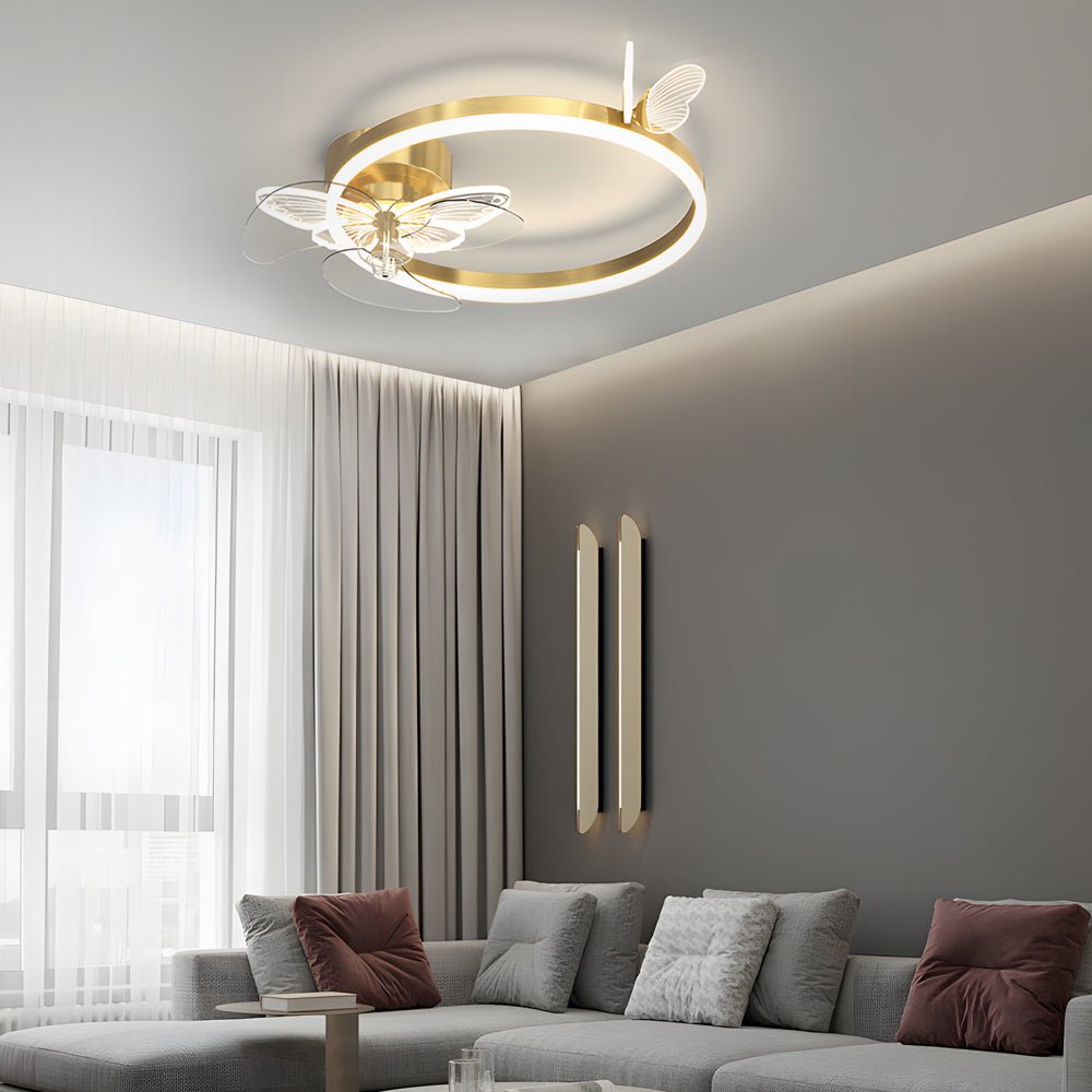 Ring Acrylic Butterflies 3-Step Dimming Modern Ceiling Fan Light