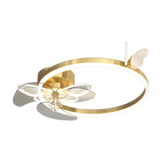 Ring Acrylic Butterflies 3-Step Dimming Modern Ceiling Fan Light