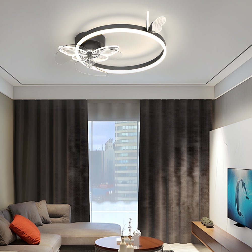 Ring Acrylic Butterflies 3-Step Dimming Modern Ceiling Fan Light