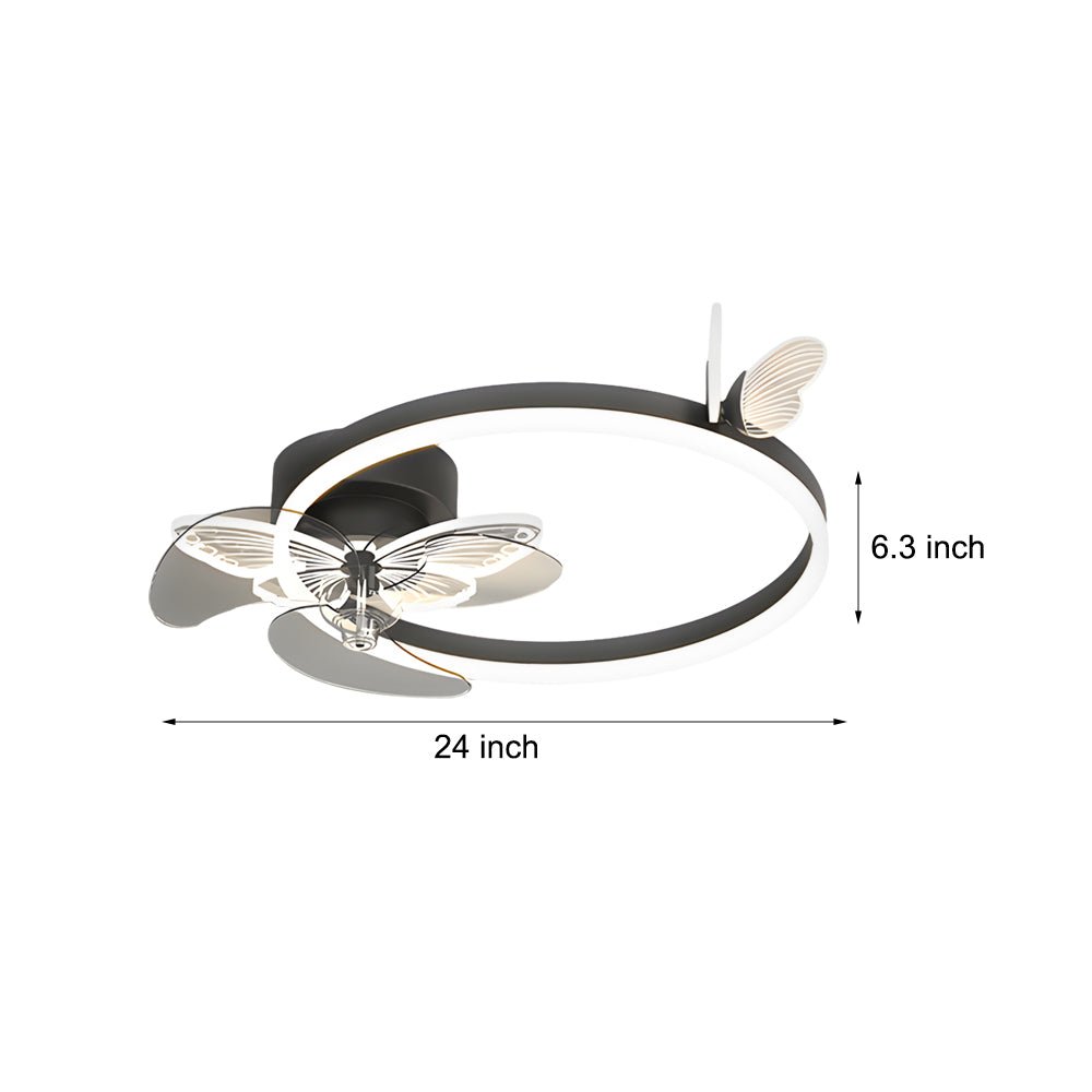 Ring Acrylic Butterflies 3-Step Dimming Modern Ceiling Fan Light