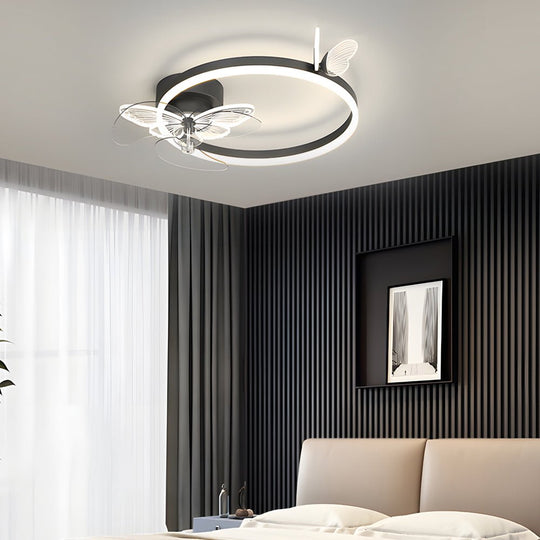Ring Acrylic Butterflies 3-Step Dimming Modern Ceiling Fan Light