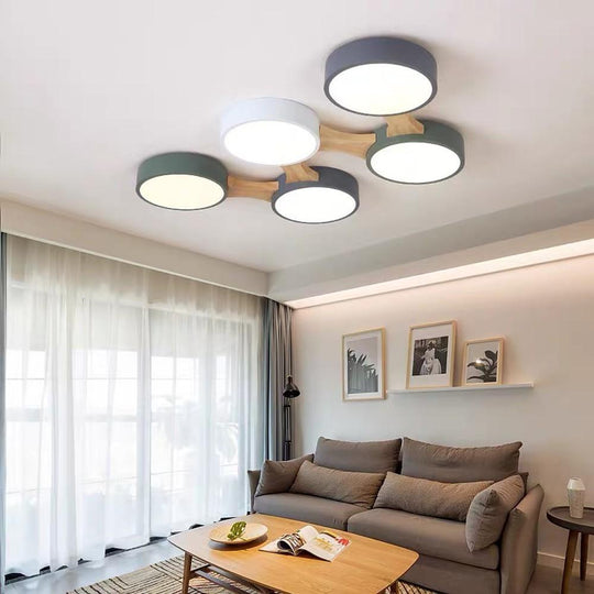 Circular 5-Light LED Industrial Flush Mount Ceiling Light