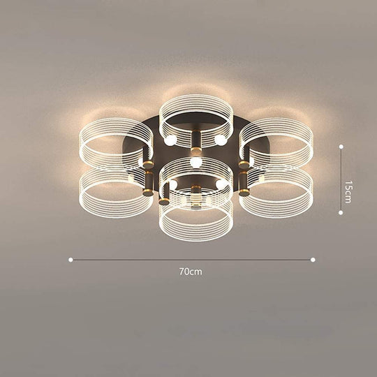 Circles Modernist LED Flush Mount Crystal Ceiling Light