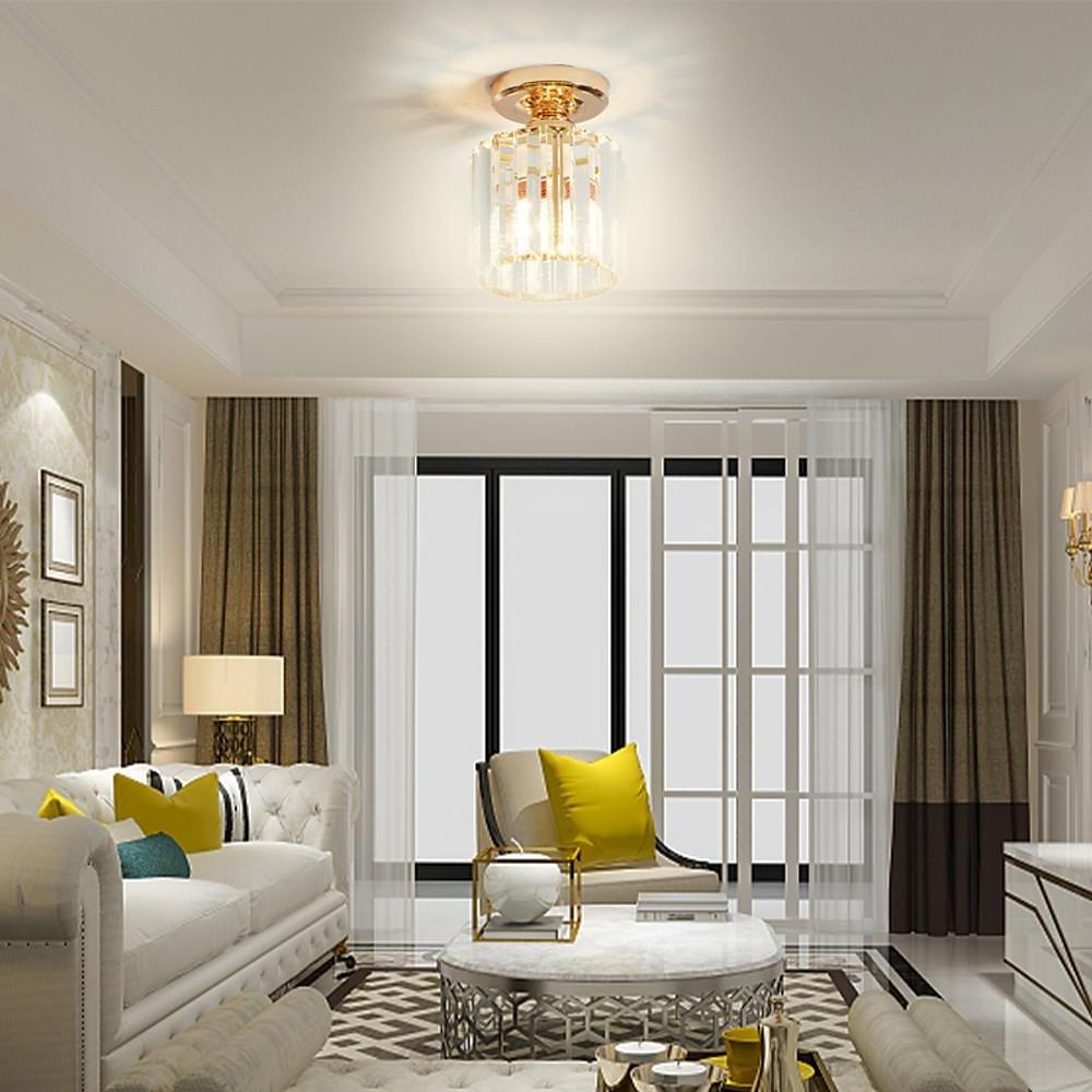 Modern Crystal Metal Industrial LED Semi-Flush Ceiling Light