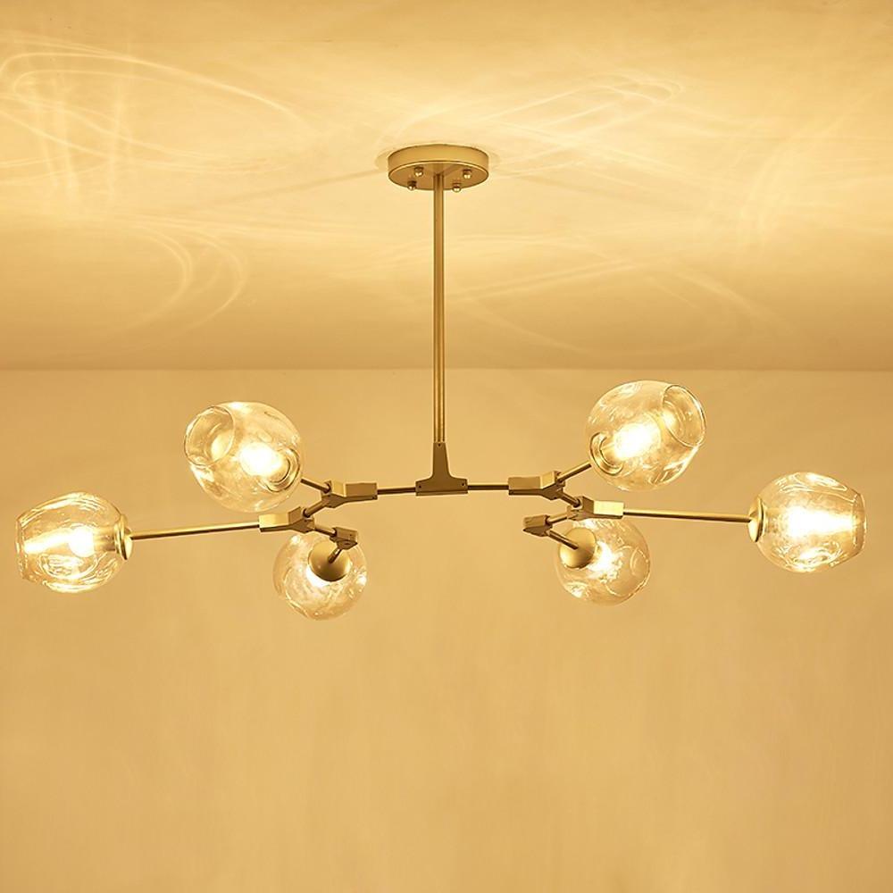 Nordic Contemporary Molecule Chandelier – 6-Light Blown Glass Ceiling Fixture