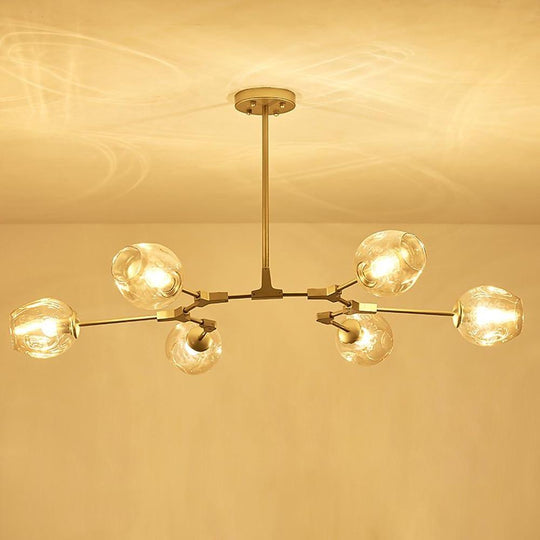 Nordic Contemporary Molecule Chandelier – 6-Light Blown Glass Ceiling Fixture