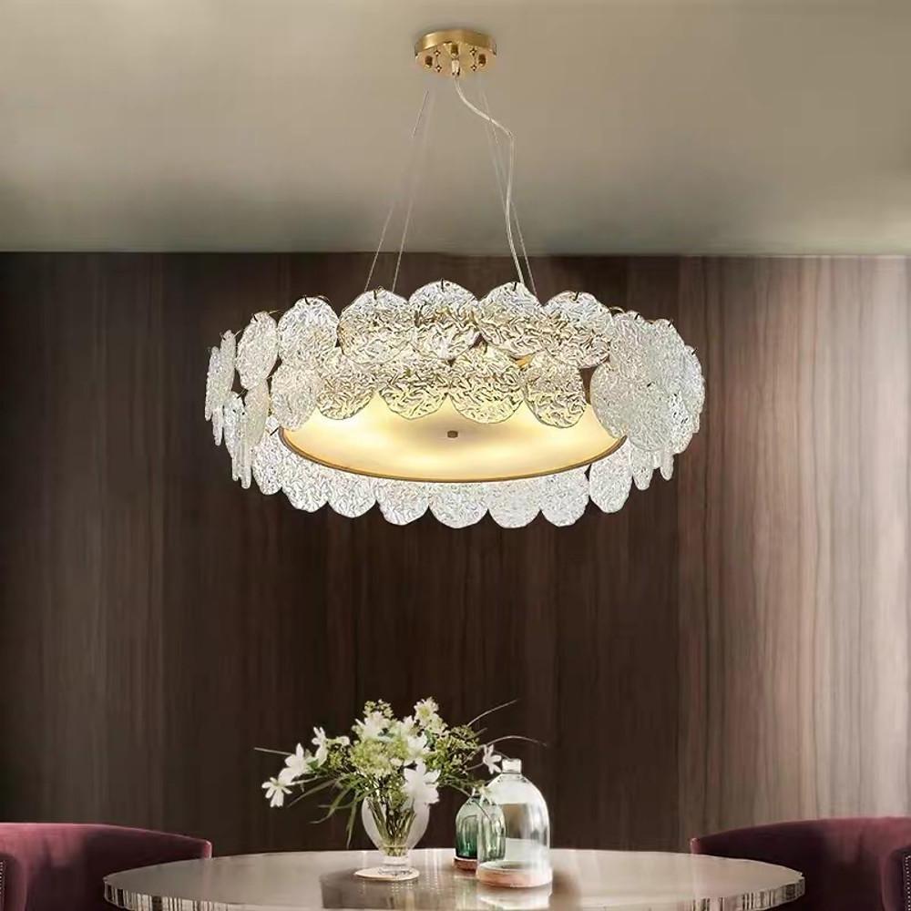 Shell-Inspired Glass and Acrylic LED Chandelier