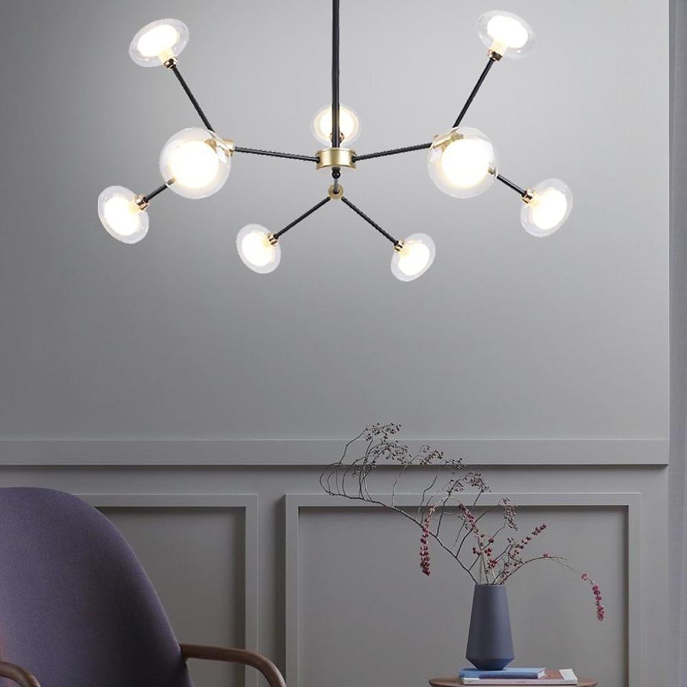 9-Light Glass LED Nordic Sputnik Chandelier – Modern Hanging Ceiling Light