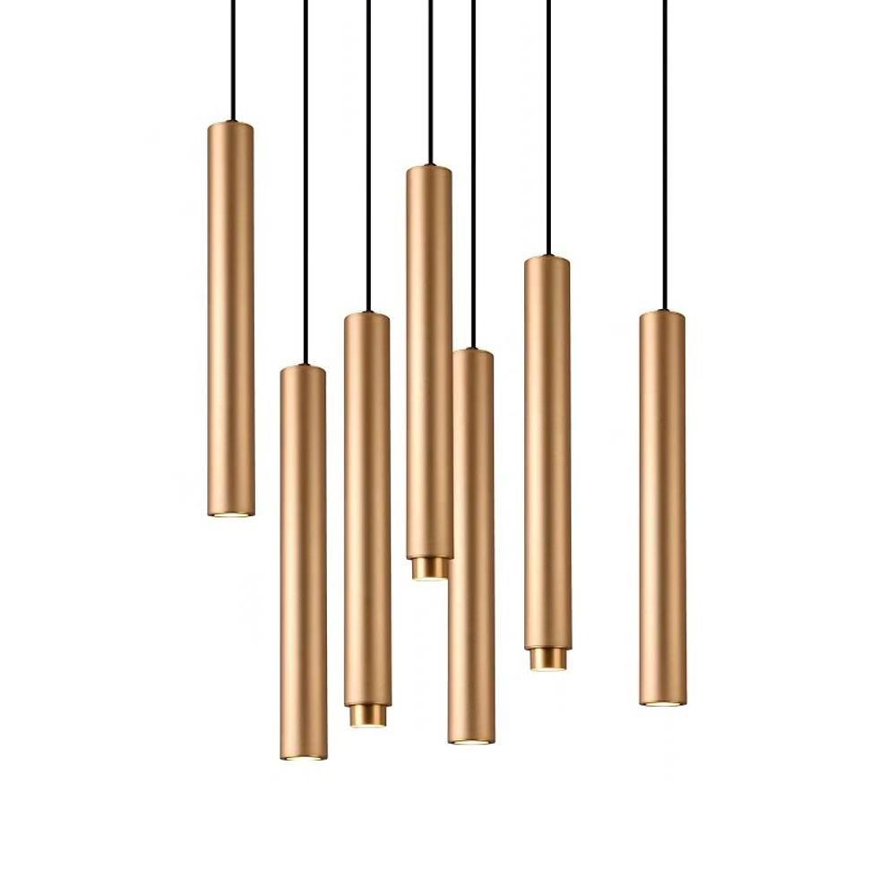 Elongated Cylindrical LED Gold Modern Pendant Light