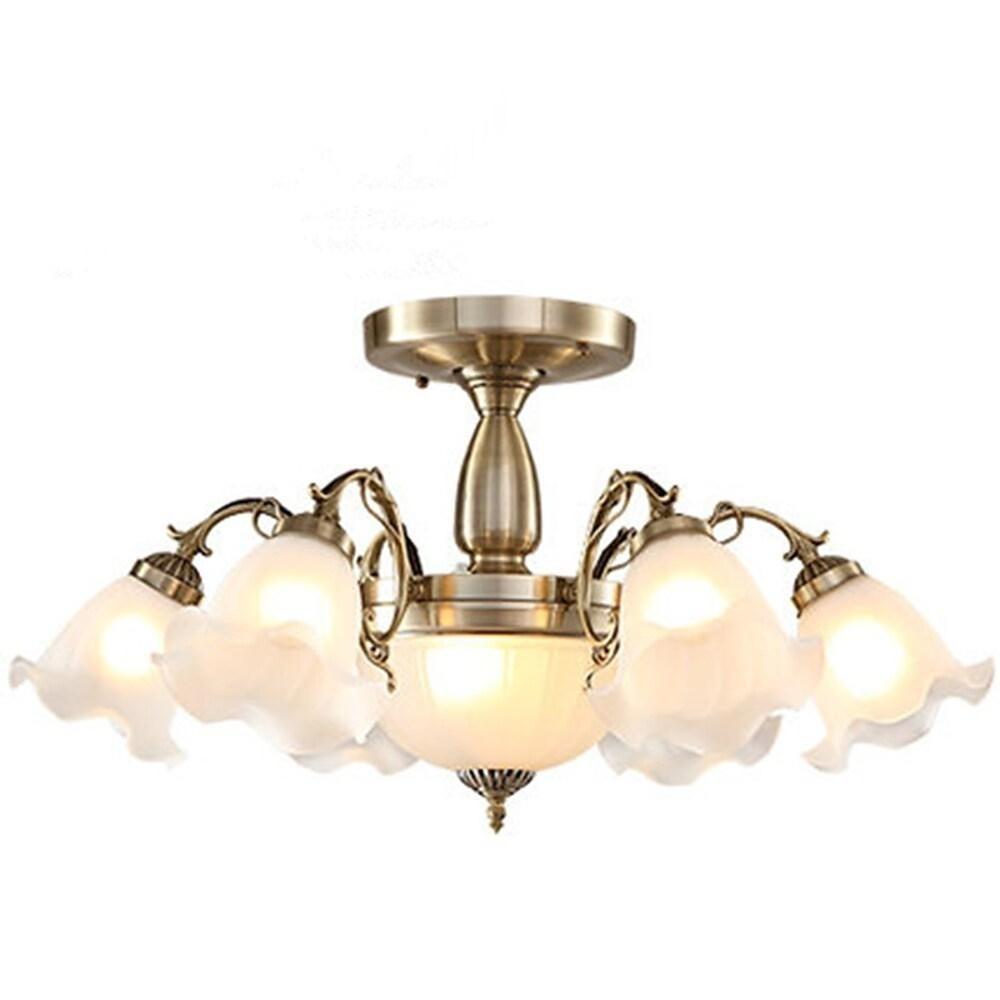 8-Light Electroplated Glass Flower-Shaped LED Traditional Chandelier