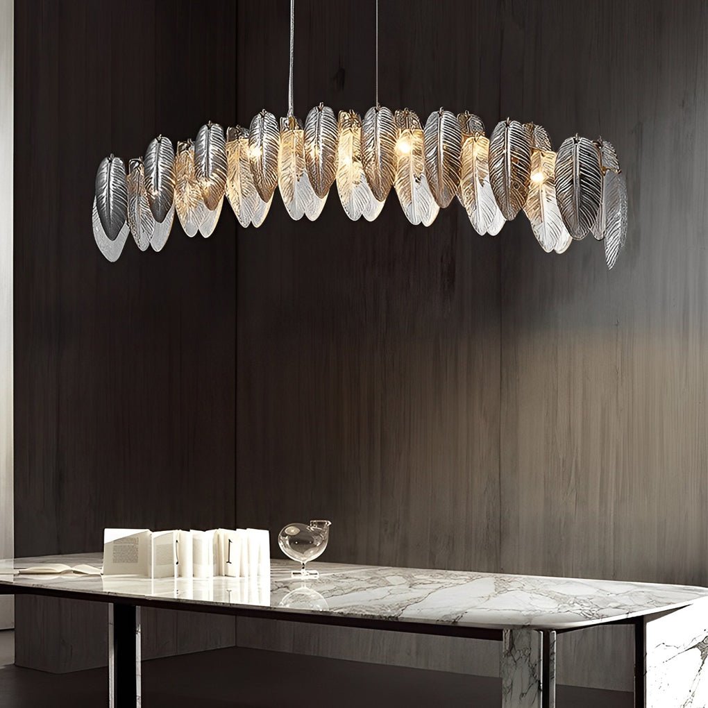 Romantic Creative Feathers Glass Chandelier – Three-Step Dimming Modern Light