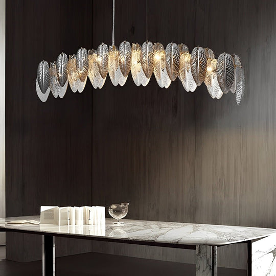 Romantic Creative Feathers Glass Chandelier – Three-Step Dimming Modern Light