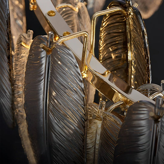 Romantic Creative Feathers Glass Chandelier – Three-Step Dimming Modern Light