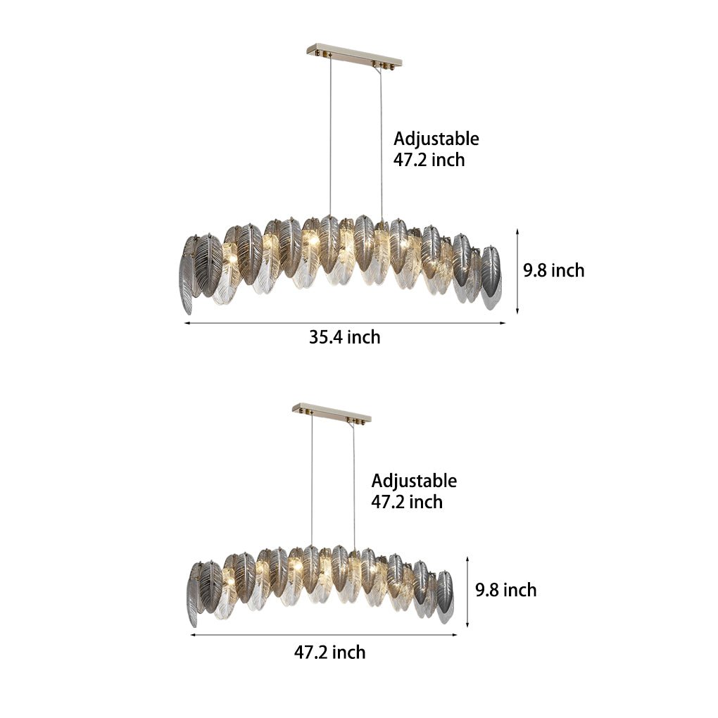 Romantic Creative Feathers Glass Chandelier – Three-Step Dimming Modern Light