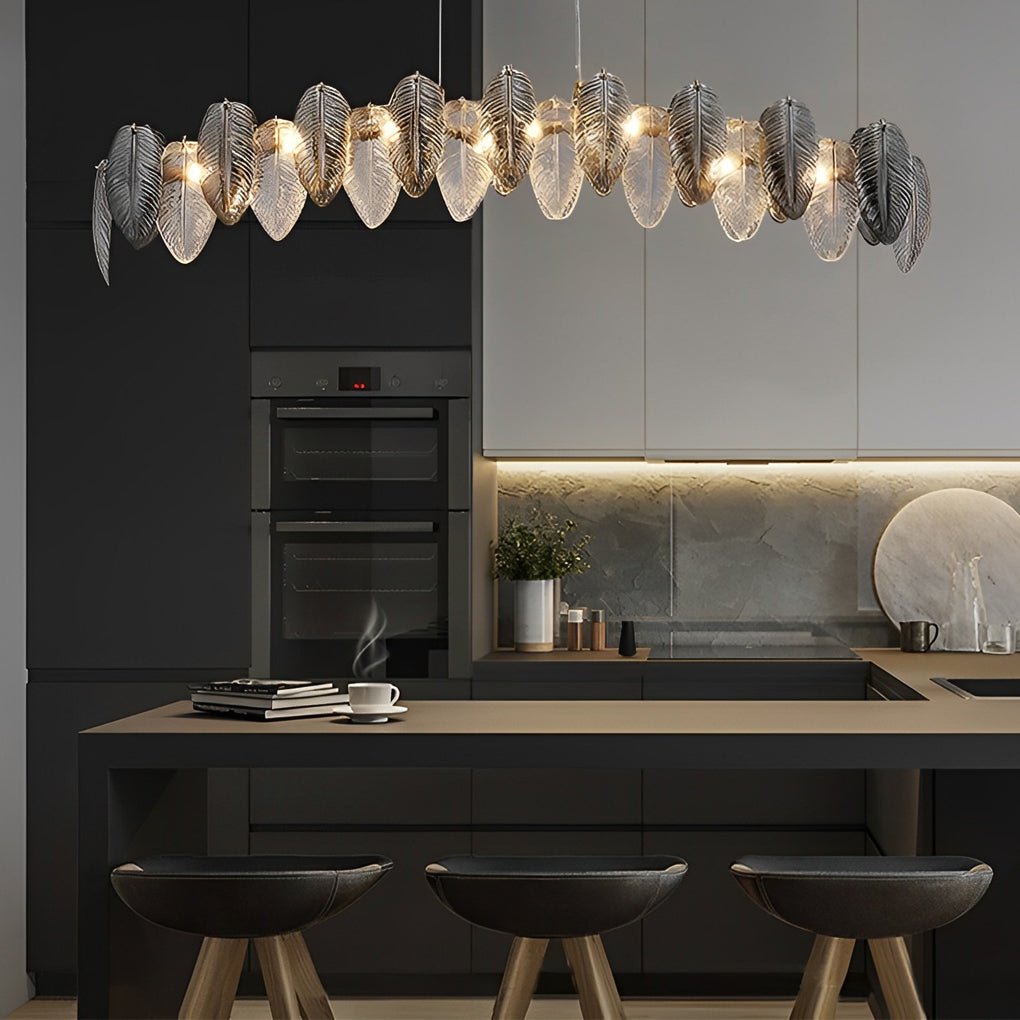 Romantic Creative Feathers Glass Chandelier – Three-Step Dimming Modern Light