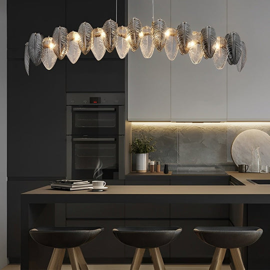 Romantic Creative Feathers Glass Chandelier – Three-Step Dimming Modern Light