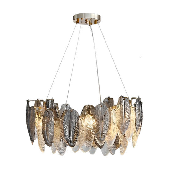 Romantic Creative Feathers Glass Chandelier – Three-Step Dimming Modern Light
