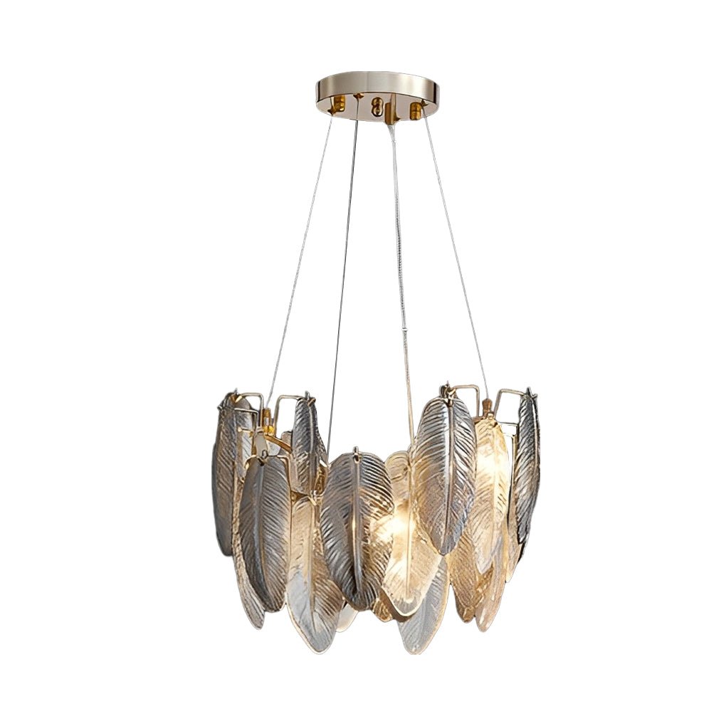 Romantic Creative Feathers Glass Chandelier – Three-Step Dimming Modern Light