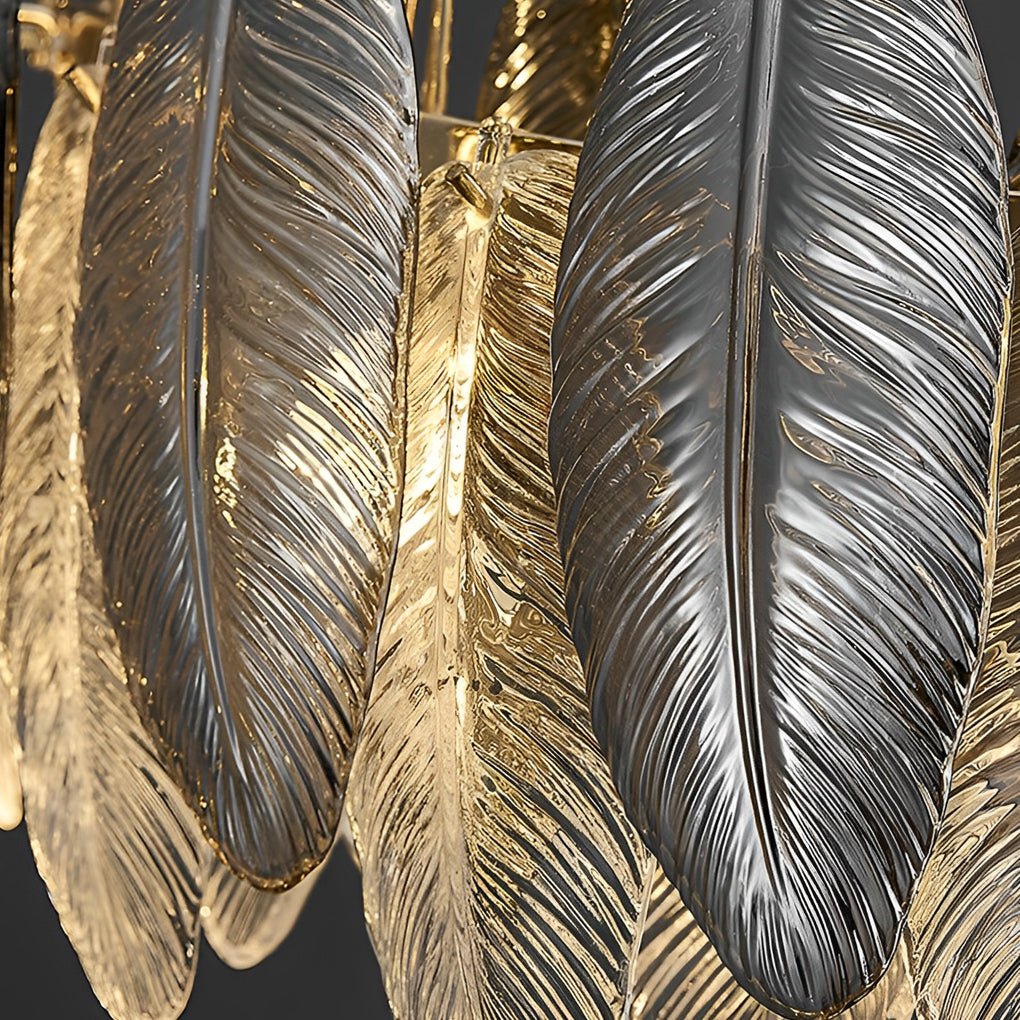 Romantic Creative Feathers Glass Chandelier – Three-Step Dimming Modern Light