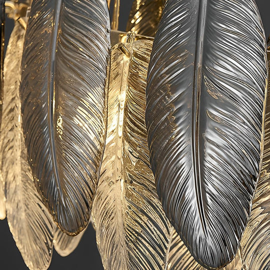 Romantic Creative Feathers Glass Chandelier – Three-Step Dimming Modern Light