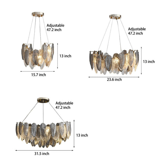 Romantic Creative Feathers Glass Chandelier – Three-Step Dimming Modern Light