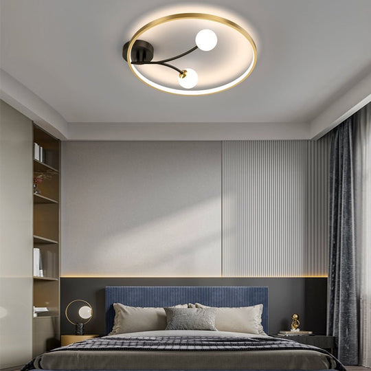 Round 2 Acrylic Ball Flower Three Step Dimming LED Modern Ceiling Light Fixture