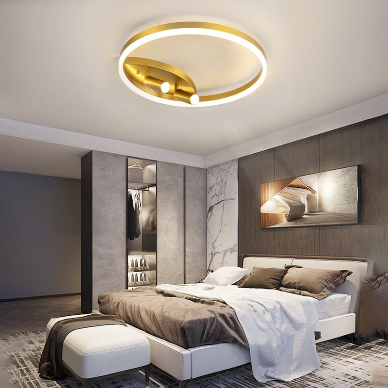 Round Three Step Dimming LED Creative Modern Ceiling Light with Two Spotlights